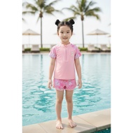 [Free swimming cap] Baby swimsuit Set Shorts 2 layers of short-sleeved shirt with Elsa pattern from 