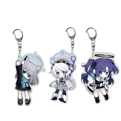 Anime Game Blue Archive Q Version Character Shiroko Acrylic Keychain Yuuka Hayase Pendant Backpack D