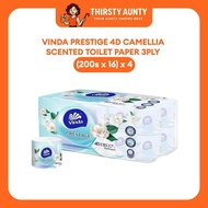 [Carton Deal] Vinda Prestige 3 Ply 4D-Deco Embossed Camellia Scented Toilet Paper Roll (16 Rolls)