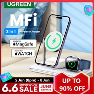 UGREEN 3-IN-1 25W MFI Wireless Charger Magsafe Charger  for iPhone 15 14 13 Pro Max 15 14 Plus AirPods Pro/Max Apple Watch Xiaomi Air 2S Galaxy Buds Phone Holder