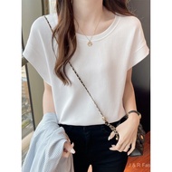 White Short Sleeve with Small Flutter Sleeves T Women's Summer T-shirt2025New Loose Fit Short Sleeve
