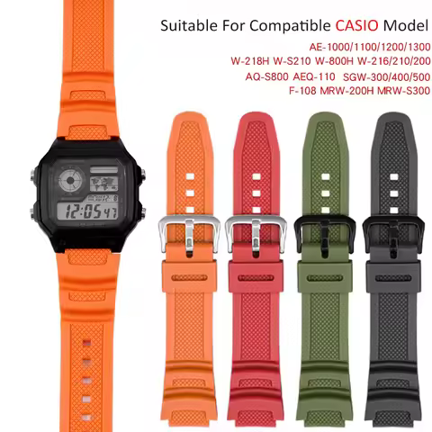 Silicone Watch Band for Casio AE-1000W/1300/1200/1100 AQ-S810W/S800W SGW-300H/400H/500H F-108WH W-S2