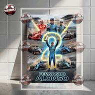 FERNANDO ALONSO POSTER WITH HIGH QUALITY CRYSTAL GLASS FRAME