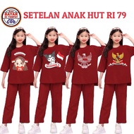 Clothes 79 Years 8 10 11 Years Tshirt Hut Ri 1Stel Red and White Pants Wanset Dirgahayu Girls Merdek