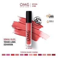 OMG Oh My Glam Matte Kiss Lip Cream Indonesia / With Jojoba Oil &amp; Vit E / Coffee Edition / Lipstick Make Up Cosmetic / Foundation Loose Compact Powder Blush On Eyeliner Mascara Tint Gloss / Skincare Glow Face Wash Toner Serum Mask Body Lotion Paket Wajah