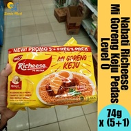 Nabati Richeese Mi Instan Mi Goreng Keju Pedas Fried Instant Noodles Spicy Cheese Fire Level 0 Level