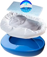 Contoured Bedpan Set with 25 Super Absorbent Pads and Liners - Heavy Duty Bed Pan for Females and Me