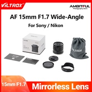 Viltrox AF 15mm F1.7 Air APS-C Auto Focus Large Aperture Wide-Angle Portrait Lens for Sony E Fuji X 