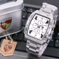 Jam tangan Pria Leopard 8018M tali rantai tanggal aktif chrono off original