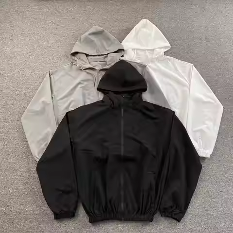 26ss Kanye West x Russia Solid Color Zipper Hooded Sun Protection Windbreaker Jacket Coat