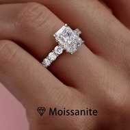 1pc Women's High-Quality Solitaire Ring, 925 Sterling Silver Cushion Cut 2ct Moissanite Engagement/W