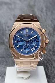 【定制】Seiko Mod Quartz Chronograph Watch 41mm AP計時款 全玫瑰金殻藍色格仔面 精工改裝石英錶