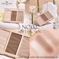 คอนทัวร์+ไฮไลท์ จีน่า เกลม Gina Glam Natural Light And Shadow 3 Color Contour Powder (มีให้เลือก2เฉด