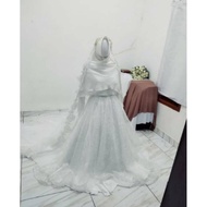 gaun pengantin silver gaun pengantin muslimah syar'i gaun walimah gaun