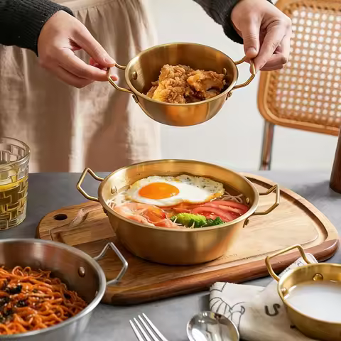 Stainless Steel Cookware Saucepan Dry Pots with Handle Home Cooking Paella Pan Seafood Rice Pot Picn