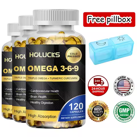 Omega 3 6 9 Fish Oil Capsules, High EPA DHA Formula, Maintain Cardiovascular Health, Support Brain M