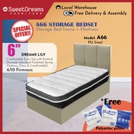 A66 Bed Frame Divan/Storage  | Frame + 6" Dreams Lily Pocketed Spring Mattress Bedset Package