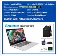 lenovo Laptop L440 ThinkPad gaming 14 / 15.6in Bluetooth Intel Core i7 7th gen Quad-Core CPU 2.8-3.8GHz NVIDIA mx150 2GB independent graphics card 16GB RAM 480GB SSD REFURBISHED