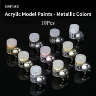 10ชิ้น DSPIAE สีอะคริลิคสีเมทัลลิกสีน้ำสำหรับภาพวาดโมเดลกันดั้มเครื่องมือฉีดพ่นงานอดิเรก DIY 10มล.