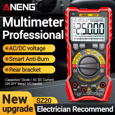 Multimeter Meter ANENG SZ20 25000 Counts MAX/MIN Analog Multitester Tester AC/DC Voltage Ammeter Cap