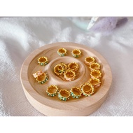 Four-Leaf Small Flower Pearl Running Ring Gold-Covered Accessories 14k16k DIY Handmade Crystal