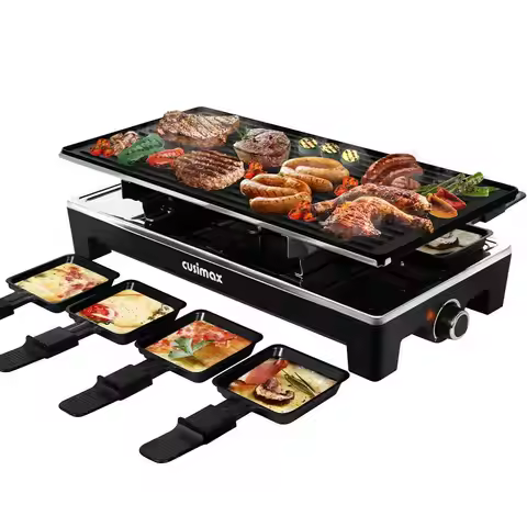 Table Portable 2 in 1 Korean BBQ Grill Indoor amp Cheese Raclette, Reversible Nonstick plate, Crep