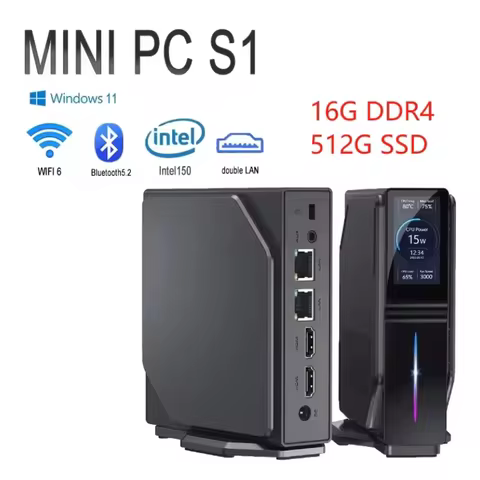 ACEMAGIC S1 Mini PC Host Win 11 PRO Intel 12th Gen Alder Lake N150 16G DDR4 1TB SSD WIFI6 BT4.2 Dual
