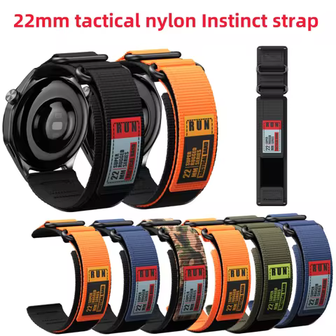 22mm tactical nylon strap compatible with Garmin 965 955 Huawei Samsung Galaxy Huami Instinct series