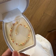 Pure Silver 9999 Chinese Enamel Gourd Fortune Bracelet