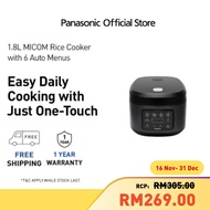 Panasonic Micom Rice Cooker With 6 Auto Menus (1.8L) SR-DA182KSK