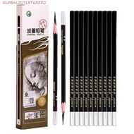 GLOBALOUTLET 12Pcs Sketch Pencils Professional Black Pencils 3B 4B 5B 6B 7B 8B 10B Soft Charcoal Sch