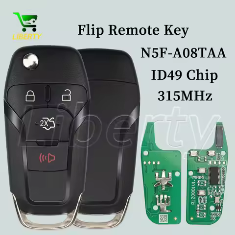 Liberty N5F-A08TAA ID49 Chip 315Mhz Flip Remote Key For Ford Escort Fusion F150/F250 2013-2016 Explo