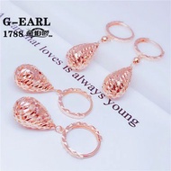Free Shipping Earrings 金伯爵珠宝正品纯俄罗斯Au585紫金耳环14K玫瑰金彩水滴耳扣 Subang Anting-anting