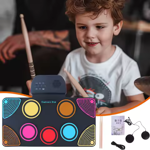 Electronic Drum Set with Drum Sticks Electric Drum Pad Portable Electric Drum Set Birthday Surprise 