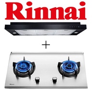 RINNAI RH-S329-PBR 90CM SLIMLINE HOOD WITH TOUCH CONTROL + RINNAI RB-72S 2 BURNER STAINLESS STEEL BUILT-IN HOB