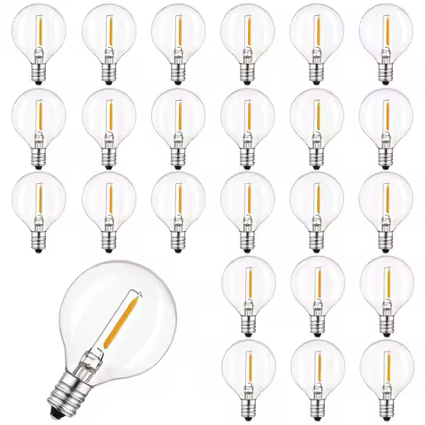 25PCS G40 0.6W LED String Light Replacement Bulb E12 220V Warm White 2700K LED Lamp Replace For Home