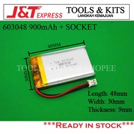 3.7V Lipo Rechargeable Battery 603048 900mah + 2.0 Socket Breast Pump/Bluetooth Speaker/Humidifier [