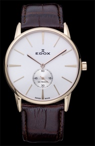 Edox Les Bemont Small seconds white/rose gold/brown ED72014-37R-AIR