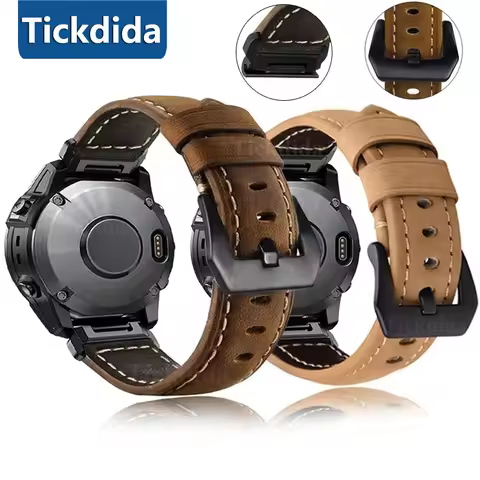 Genuine Leather Calfskin Strap for Amazfit T-Rex UItra 2 Falcon Garmin Fenix 8 7 7X 6 6X Tactix 7 Pr