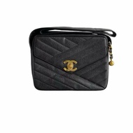 CHANEL 黑金魚子醬貝嫂扣金球肩背包