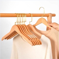 778 Wooden Clothes Hanger Glossy Wood Gold Hook 38cm