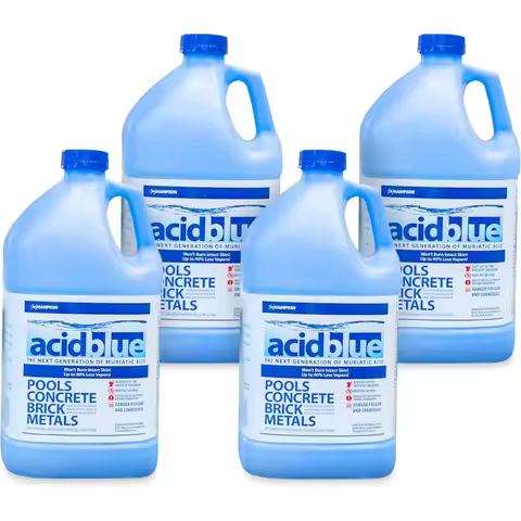 CPDI Champion 4-Pack Acidblue Muriatic Acid 1 Gallon Each Low-Fume pH Stabilizer Cleaner for Swimmin