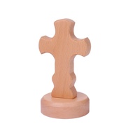 CHUAN Vintage Wooden Crosses with Base Standing Crucifix Sculpture Portable Detachable Religious Cro