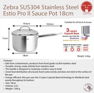 [TeoHin] Zebra Stainless Steel SUS304 Estio Pro II Sauce Pan 16cm / 18cm