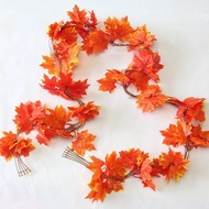 5pcs Artificial Autumn Maple Leaves Vines Garland For Halloween, Home and Garden Decorations