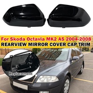 For Skoda Octavia MK2 A5 2004-08 2Pcs Replace Gloss Black Side Mirror Cover Caps