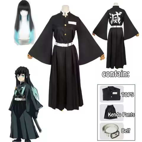 Anime Character Tokito Muichiro Cosplay Costume Uniform Wig Adult & Kids Halloween Outfit