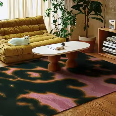 Animal Print Pink Green Area Rug Gradient Dopamine Home Items Aesthetic Living Room Eclectic Bedroom