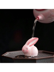 1入組陶瓷兔子泡茶寵物擺件，茶几小擺件，桌上裝飾，家居裝飾，送給朋友的禮物