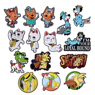 6-23Pcs/Set Humor Comedy Anime Movie Collected Enamel Pins Cartoon Role Red Eared Rabbit Cat Dog Bro